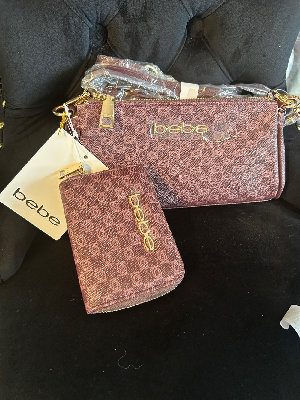 bebe Crossbody Bag and Zip Wallet in Plum